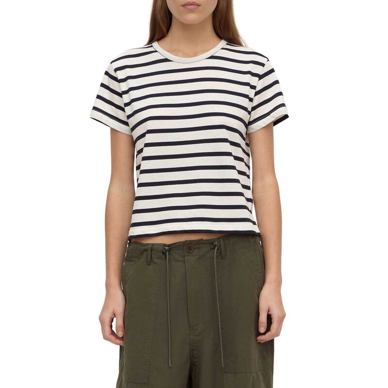 Assembly Label Mollie Stripe Short Sleeve Tee Navy Cream Stripe image number 0
